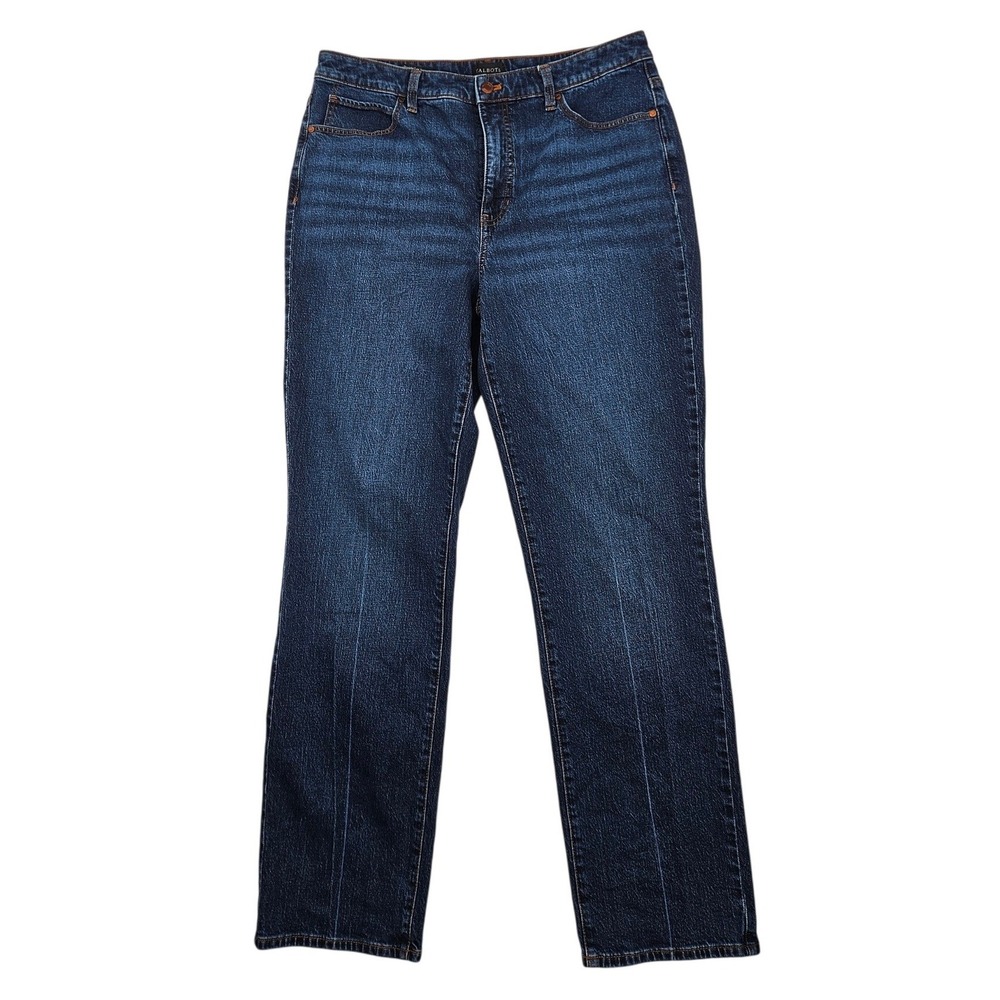 Talbots Womens Straight Leg Jeans Ramona Wash Dark Blue High Rise Size 12
